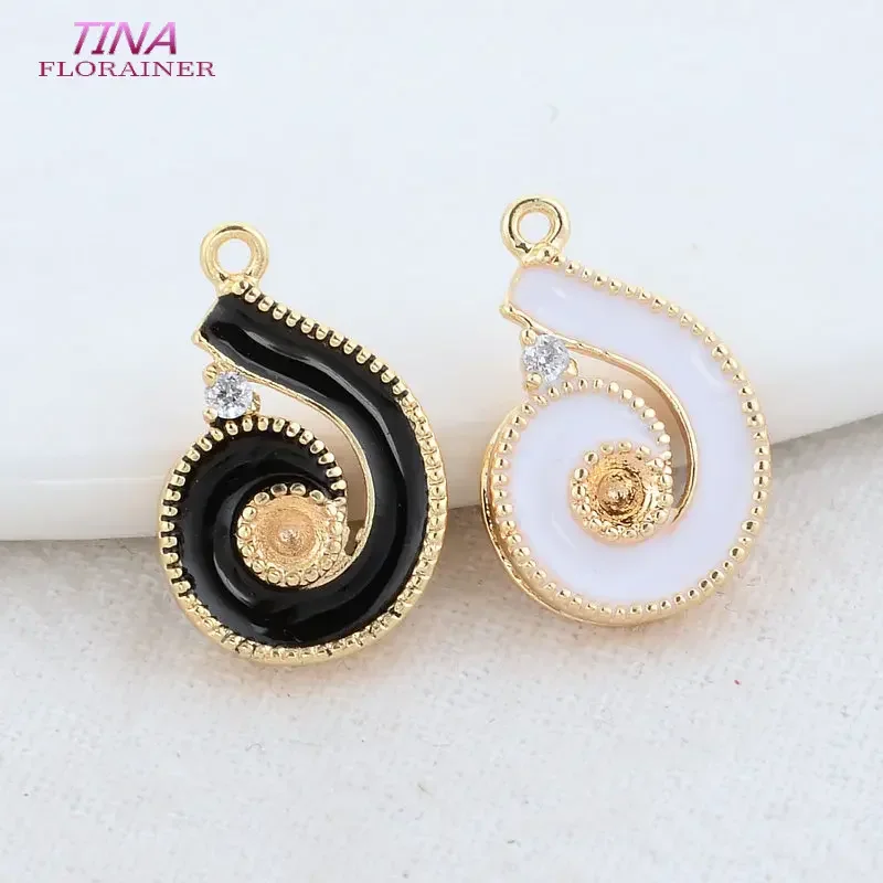 11*17MM 14K Gold Color Brass and Zircon Snail Charms Pendants Necklace Bracelet Jewelry Making Supplies Diy Accessories