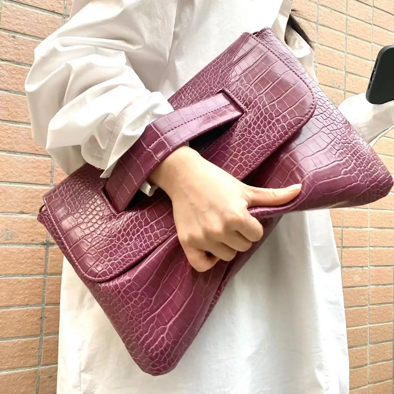 

Designer Brand New High Quality Fashion Crocodile Print Handbag Large Capacity Document Bag for Men and Women Сумка Hot Sale