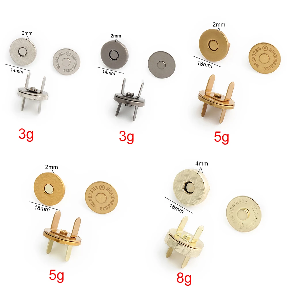 강력한 얇은 금속 원형 자석 단추, DIY 지갑 코트 핸드백 가방 스냅 패스너 걸쇠, 숨겨진 단추 액세서리, 14-18-20mm
