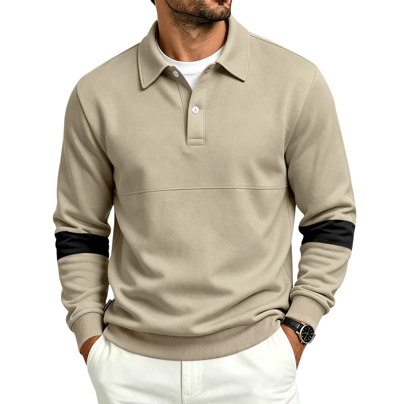 Men New Lapel Collar Long Sleeve Sweatshirt Loose Fit Pullover Tops Men Daily Commute Casual Streetwear Sweatshirts For Male