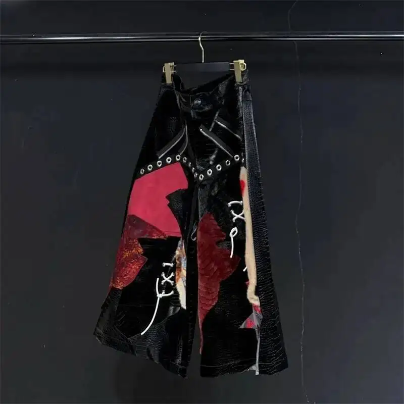 Men High Street Patchwork Cropped Pants Loose Trendy Urban Casual Fashion Breathable Lightweight Edgy Functional S35E