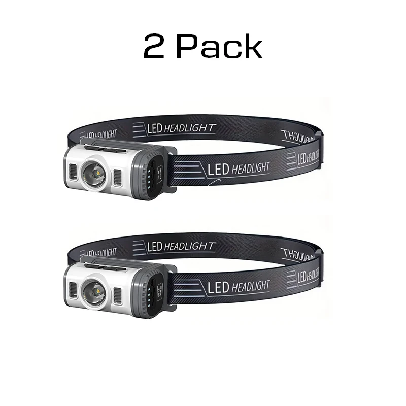 Headlamp Rechargeable Super Bright LED Motion Sensor Headlight EDC Detachable Head Lamp Waterproof 8-Mode with Red/BLue/White