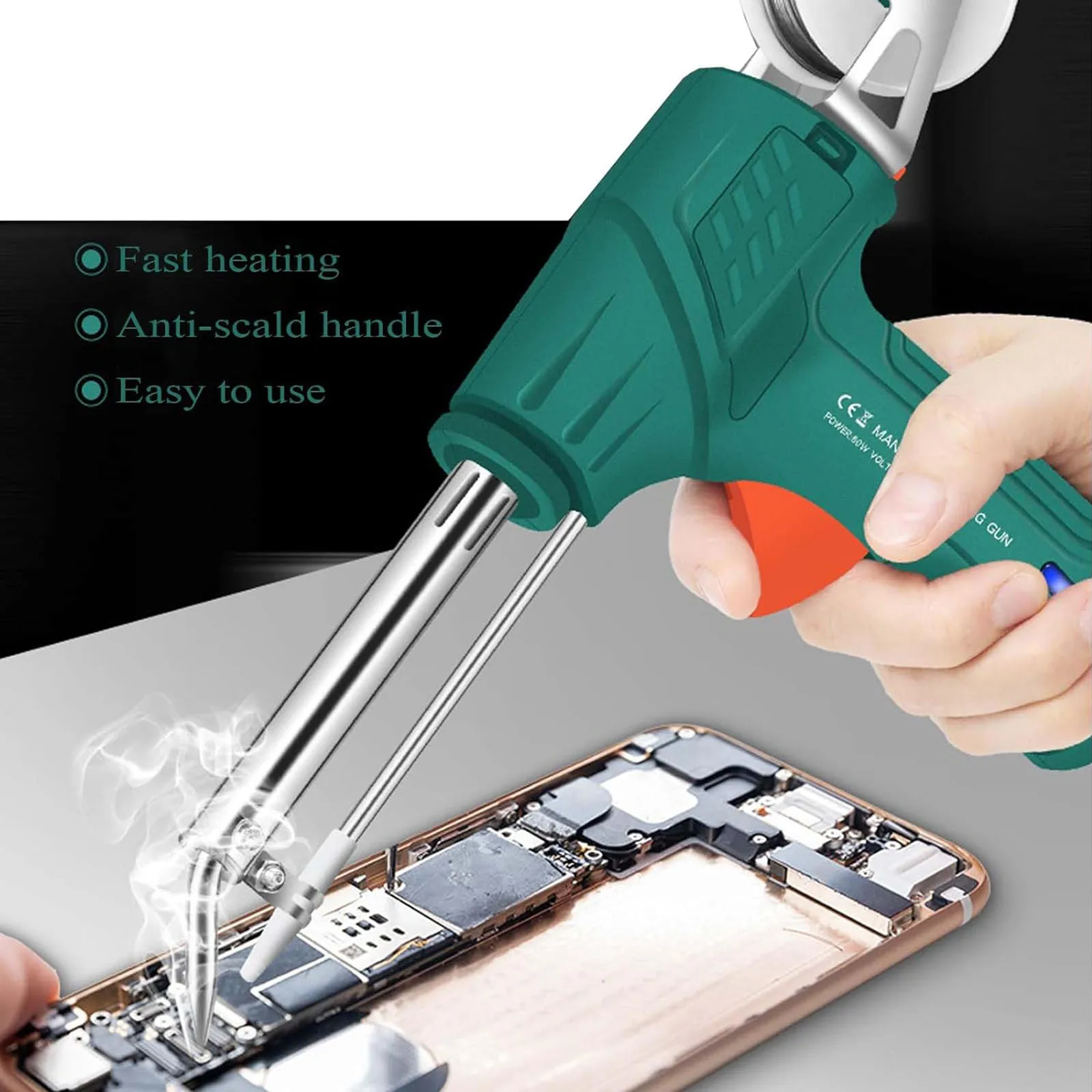 

110V/220V Portable External Heat Tin Soldering Gun, 60W Handheld Automatic Tin Soldering Iron Household Electric Soldering Iron