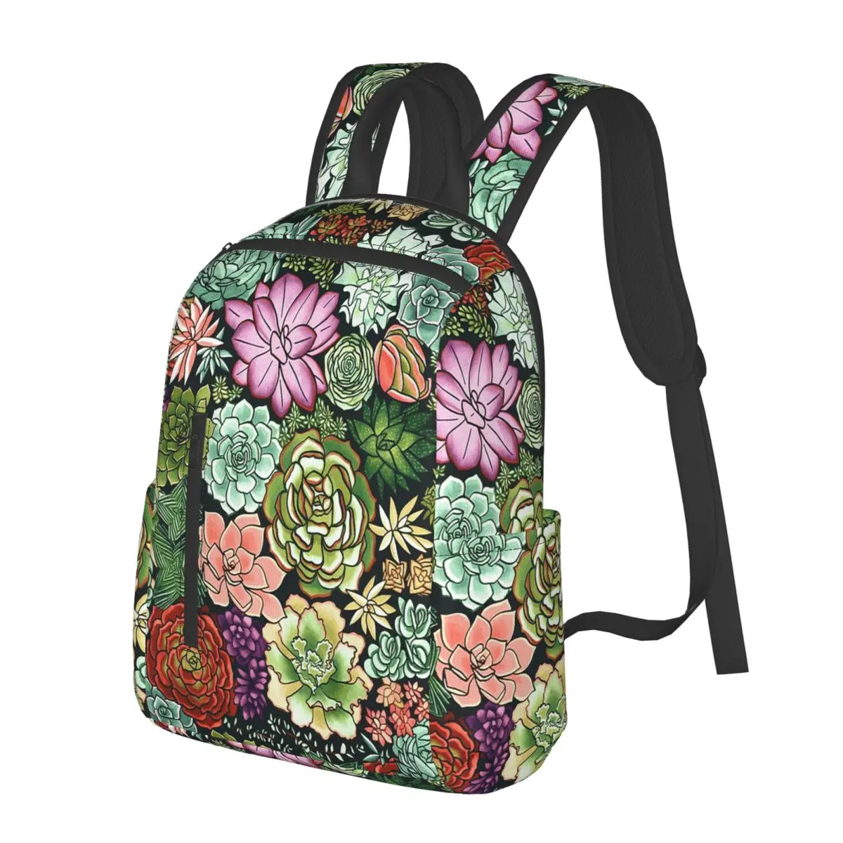 Blooming Succulent Plant Garden Student Backpack School Bag Hiking Travel Daypack for Men Women Bookbag Shoulder Bags