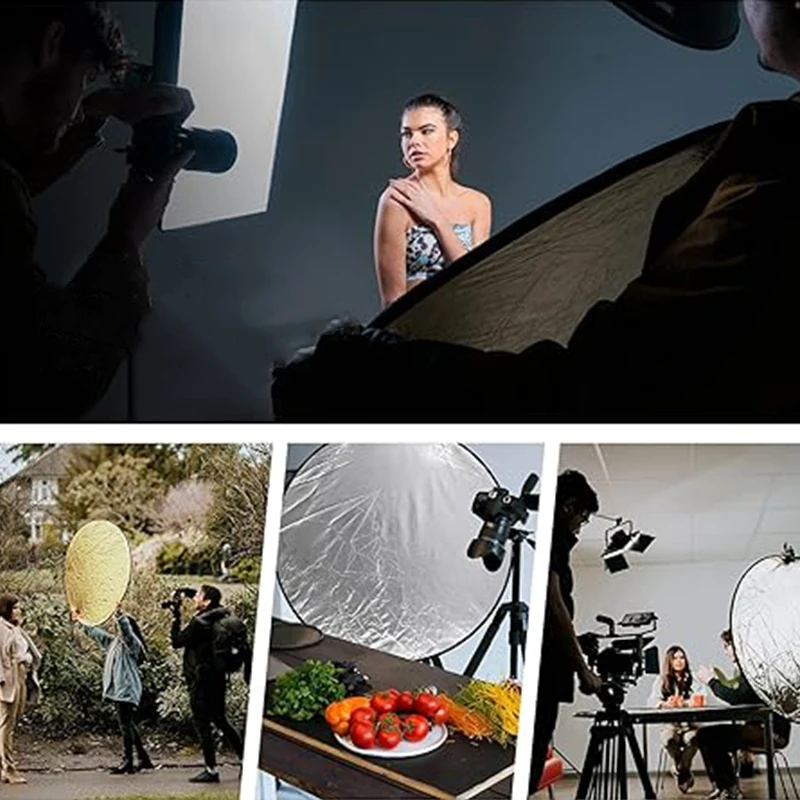 ชุดสะท้อนแสงถ่ายภาพสไตล์5-in-1ไฟไลฟ์ถ่ายภาพกลางแจ้งตัวเลือกขนาด60/80/110ซม. พกพาได้และพับเก็บได้