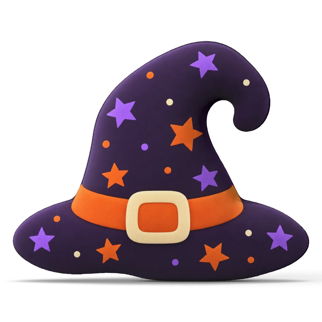 Halloween Witch Hat Shaped Pillow Stuffed Throw Cushion Spooky Home Decor for Sofa Halloween Party Decoration Gift Witchcraft