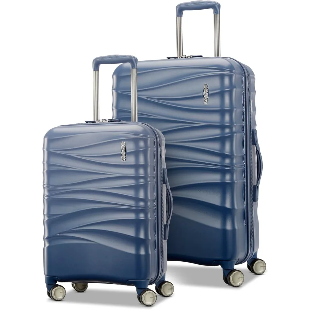 

American Tourister Cascade Set with Spinner Wheels, 20 & 24 Inch, State Blue Hardshell Luggage