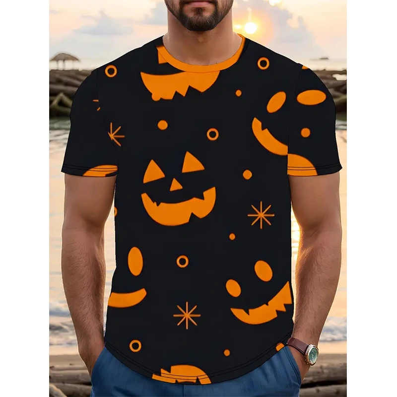

2025 New Halloween Pattern 3D Printed T-shirt Men's Women's Casual Fashion Short Sleeve Tops Street Costume Loose Causal T-shirt