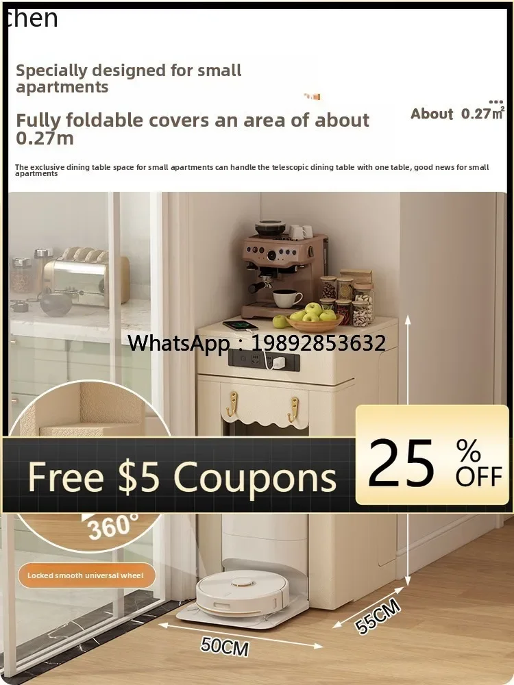 AB cream wind narrow island table integrated retractable restaurant small apartment modern simple mini dining table bar
