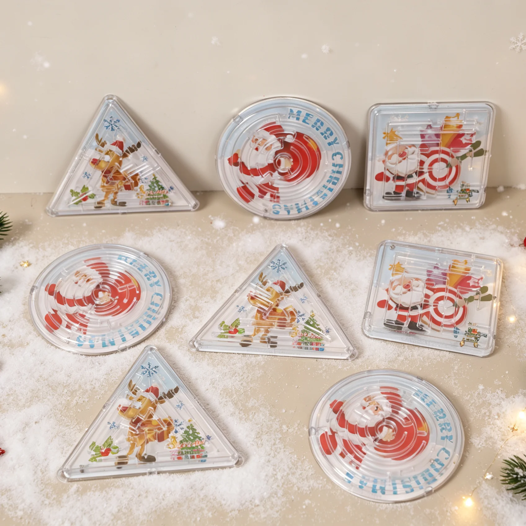 10Pcs Cartoon Santa Claus Beads Ball Track Maze Intellectual Toy for Kids Birthday Party Favors Pinata Fillers Christmas Gift
