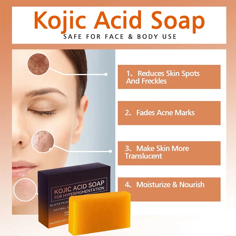 

Kojic Acid Whitening Soap Handmade Deep Cleaning Moisturizing Cleansing Temperate Brighten Skin Soap for Men Woman Skin Care