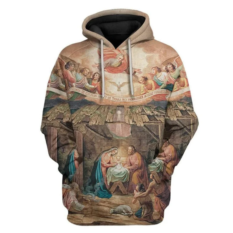 Sudaderas con capucha con estampado 3D de Jesús cristiano para hombres y niños, ropa de calle de moda, sudaderas con capucha Harajuku, jerséis con capucha, Invierno