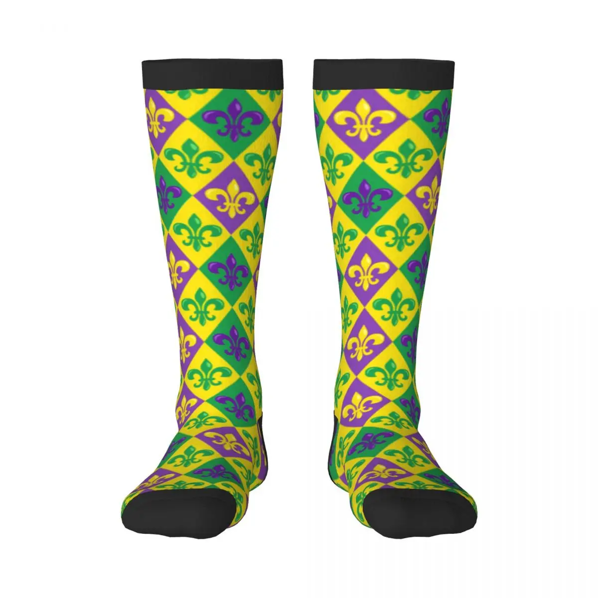 Unisex Socks Autumn Winter Mardi Gras Heraldic Lilyes Long Socks Business Casual Harajuku Streetwear Sports Socks Sox