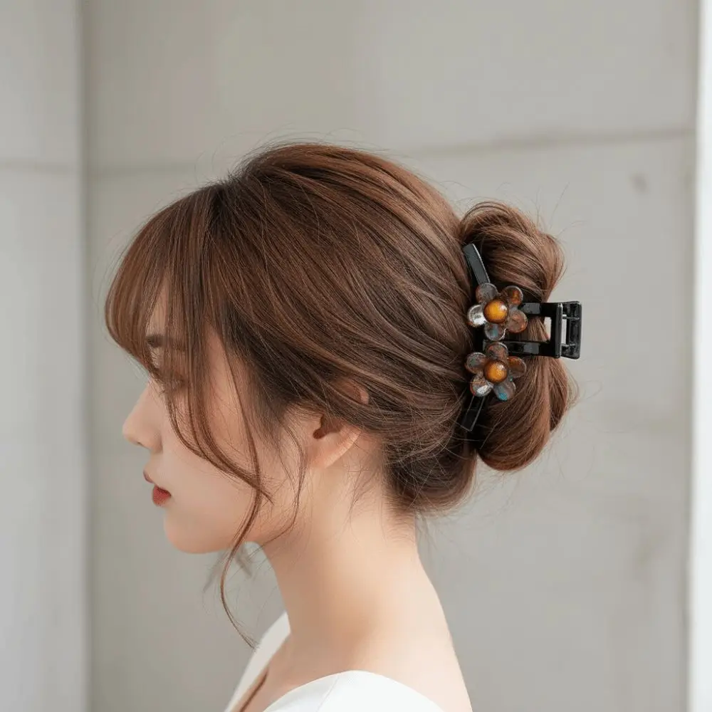 Tortoise Shell Acetic Acid Hair Claw Large Size Non-Slip Grip Floral Shark Clip Strong Spring Three Flower Acetate Hairpins