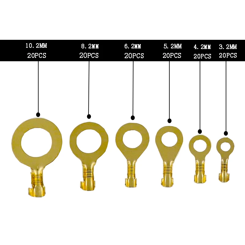 150pcs/set Terminal Block DJ431M3/M4/M5/M6/M8/M10  O-type Lugs Terminals Cold-Pressed Wire Connector Copper Tab Wiring Nose