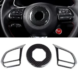 1Pc/2Pcs/3Pcs Car Carbon Fiber Steering Wheel Panel Cover Trim Decoration Sticker Frame for MG ZS EV HS MG6 MG5 EZS  Accessories