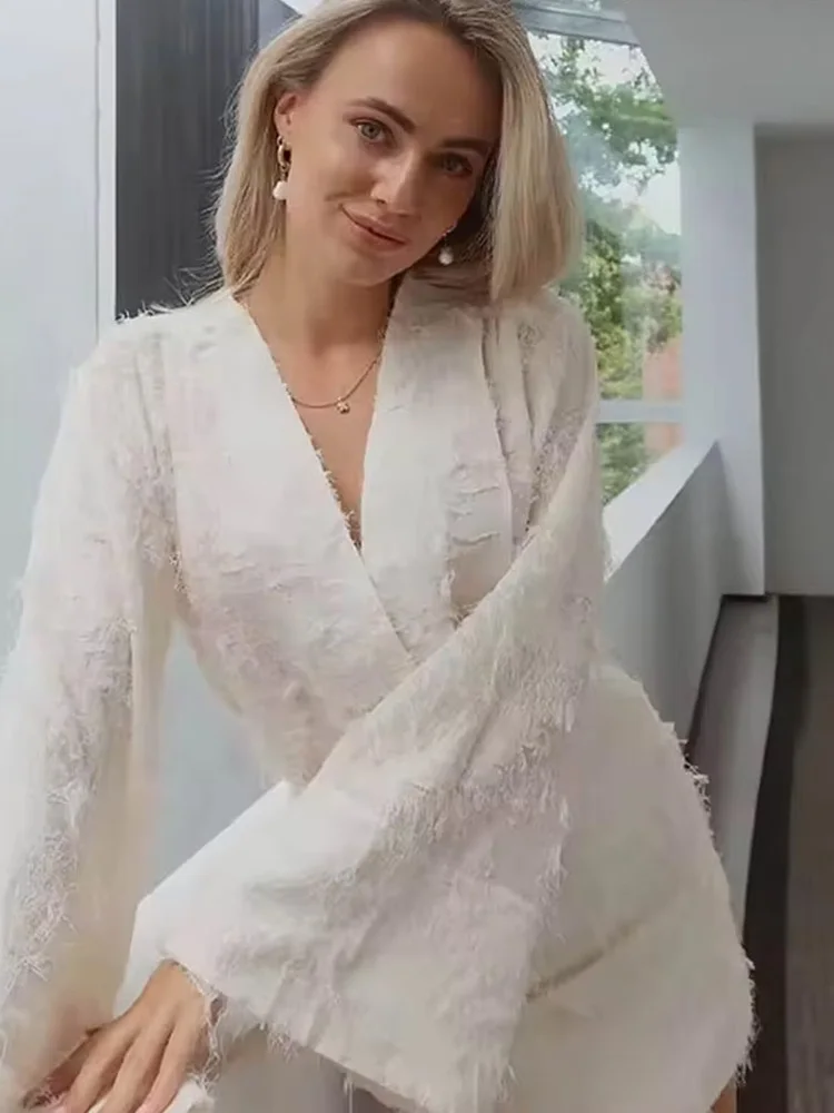 

HH Women Summer Jacquard Single Deduction V-Neck Long-Sleeved Top+New Fashion High Waist Zipper Mini Skirt 2 Piece Set