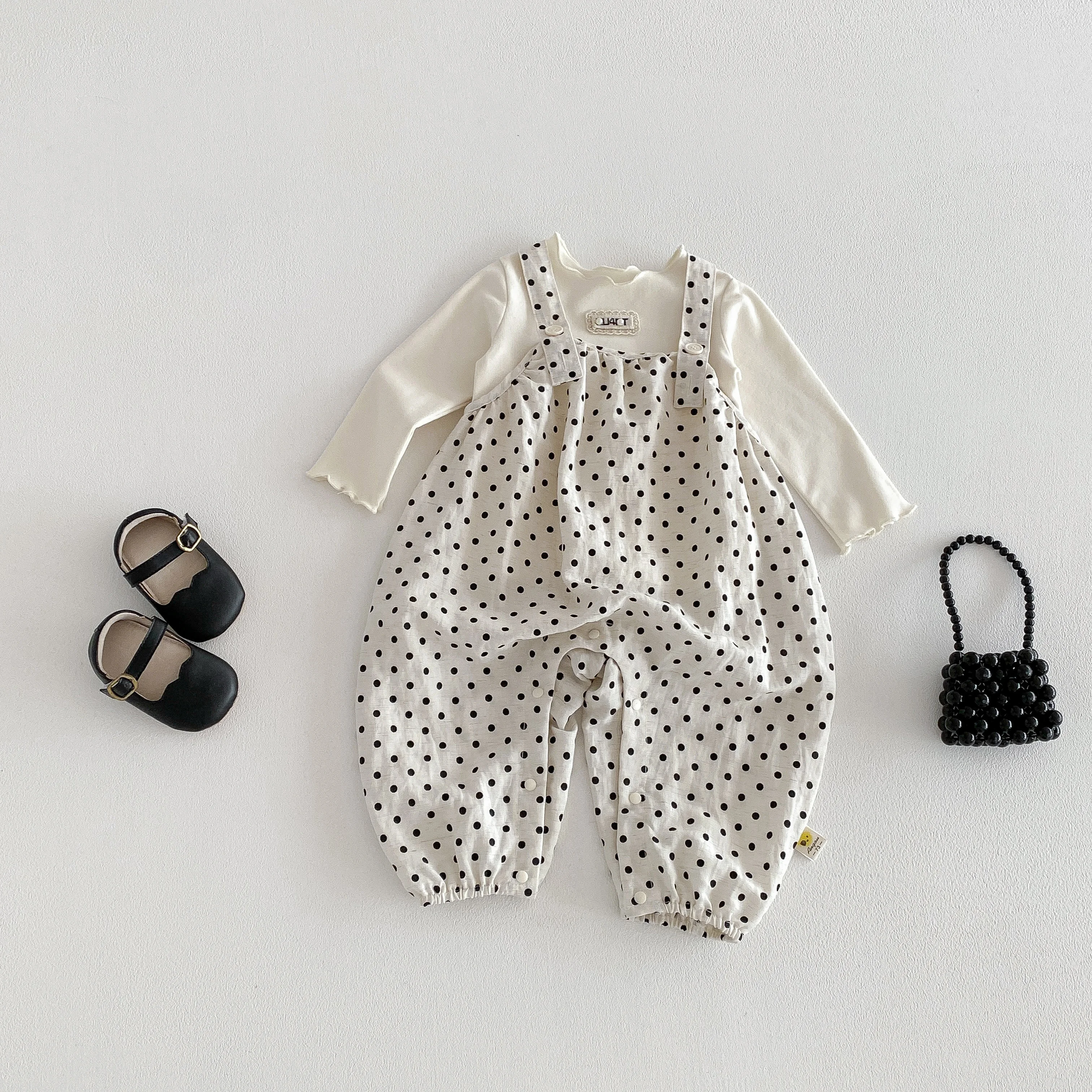 Korean-Style Children's Clothing, Trendy Polka Dot Bib Overalls for Boys and Girls, Perfect for Outdoor Wear