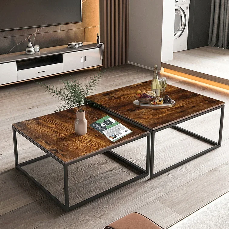 Coffee Table Features A Stylish Combination Of Wood And Metal 2 Square Coffee Table