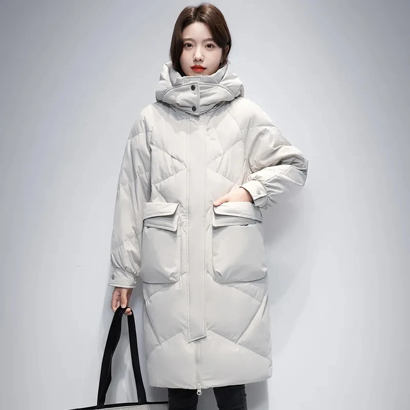 Women's Thick Parker 2025 Winter New Loose Cotton Padded Jacket Female Detachable Hooded Coat Lady Casual Long Parker Overcoat