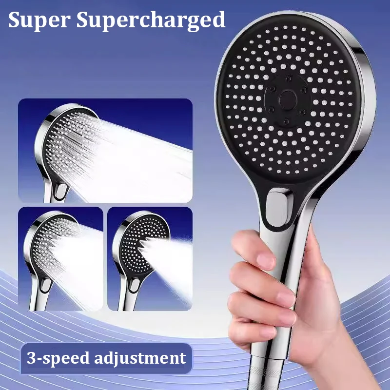 Super Powerful High Pressure Shower Head 3 Function Large Panel Shower Head Universal Bathroom Accessory