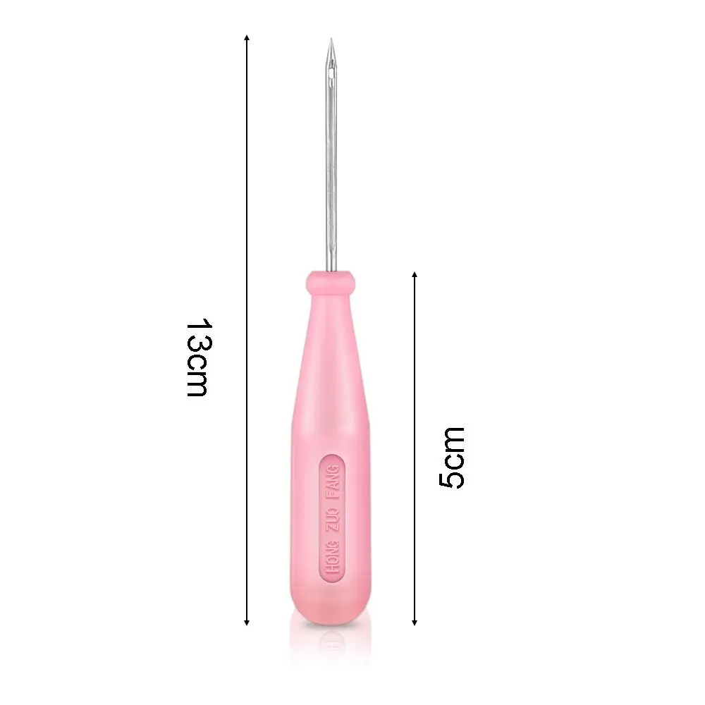 Handmade Steel Stitcher Sewing Awl Shoes Bags Hole Hook DIY Leather Tool Plastic Handle Cone Needle Shoe Repair Needles