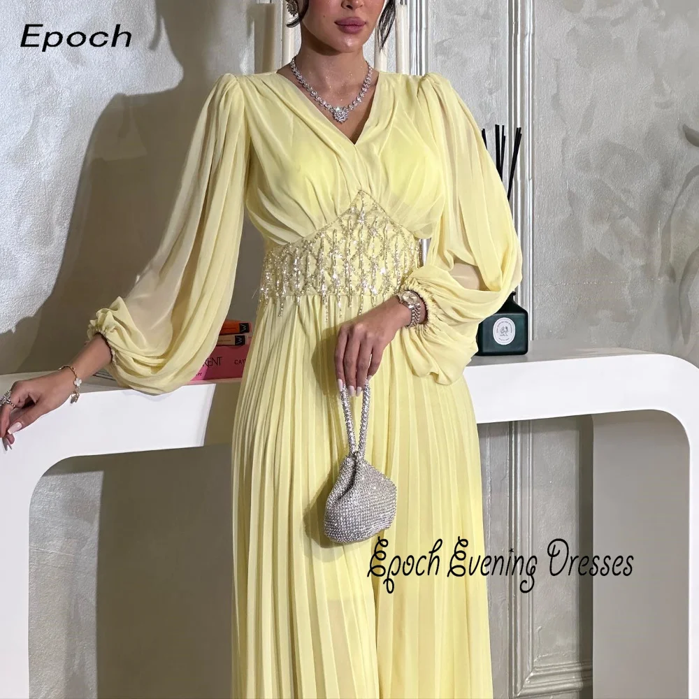 Epoch Formal Occasion Evening Dress فساتين مناسبة رسمية Elegant V-Neck Full Sleeve Empire Cocktail Prom Gown For Women 2024