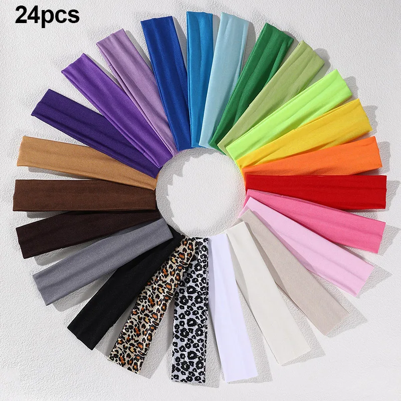 8/1424/pcs Yoga Sweat Wicking Headband Fashion Headband Hair Accessory Solid Color Elastic Sports Headband with Wide Rim