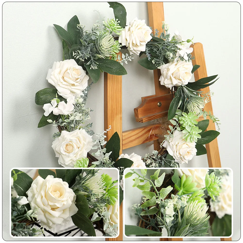 

Simulation Wreath Spring Door Hanging Ornament Artificial Leaf Decor Green Leaf Wreath Festival Garland Home Party Decoration