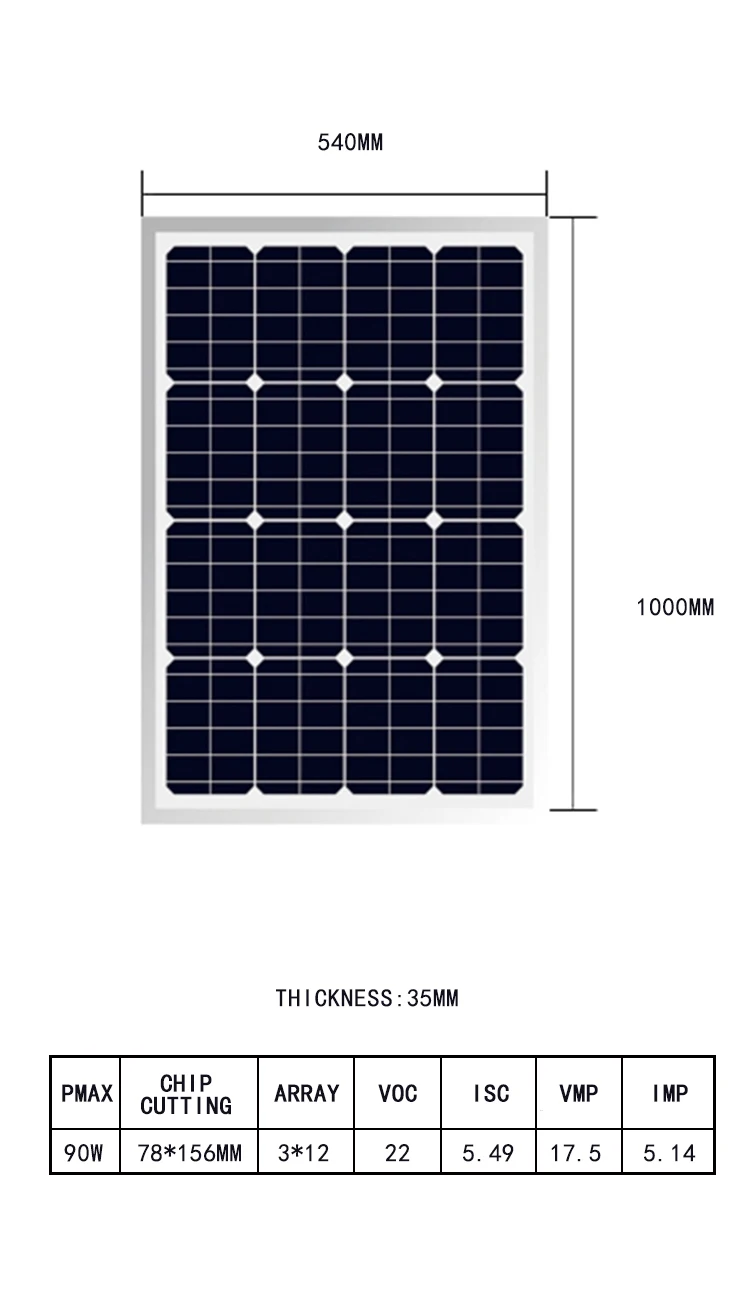 Panel solar mono medio corte de alta calidad 300W para sistema de almacenamiento de energía