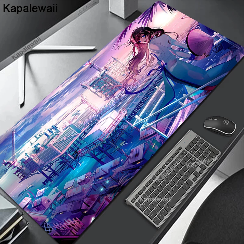 

Черный коврик для мыши геймер аниме девушка лагер компьютер ПК настольный коврик 900X400 клавиатура аниме офисный ковер игровой коврик Kawaii расширенный коврик