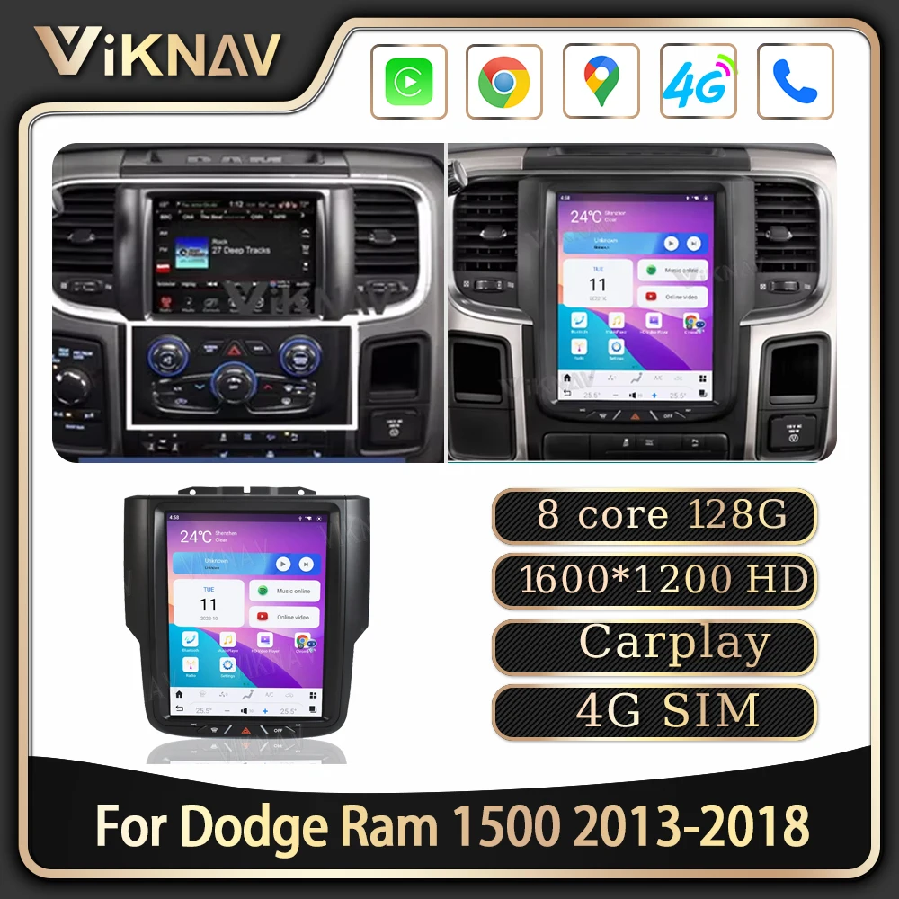 

Viknav беспроводной автомобильный радиоприемник Carplay 10,4 дюйма для Dodge Ram 1500 2013-2018 видеоплеер с сенсорным экраном Android Auto GPS-навигация