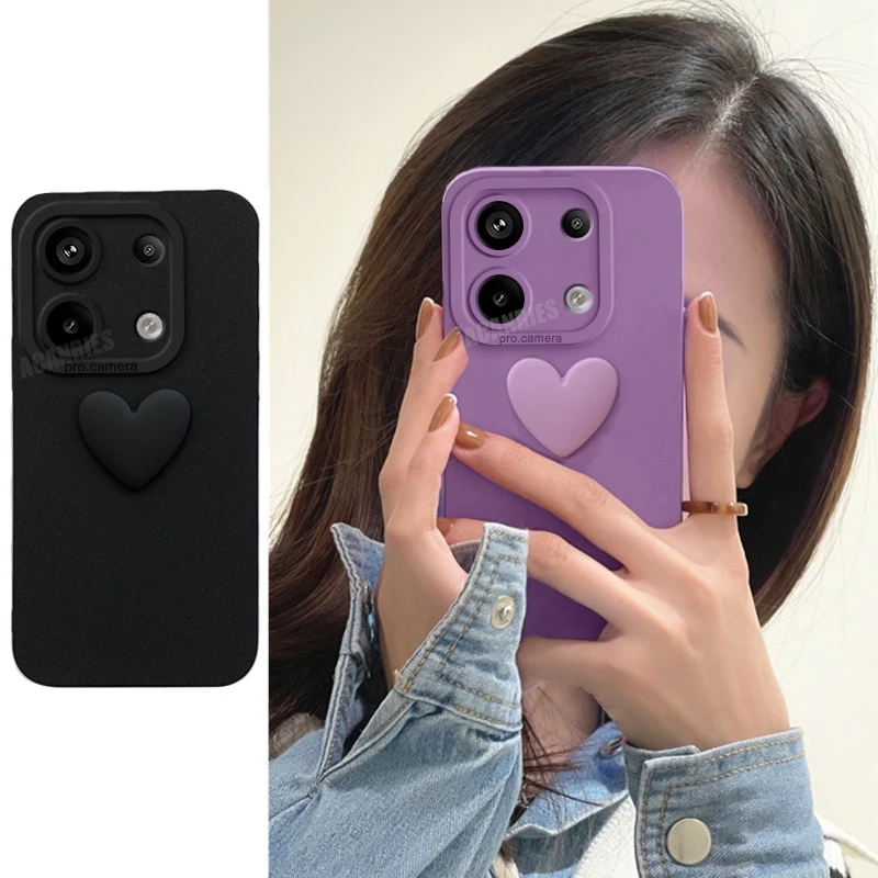 Note13 3d Love Heart Silicone Case On For Xiaomi Redmi Note 13 Pro 4g 5g 13pro Plus 12 12s 13c Shockproof Soft Cover Note13pro