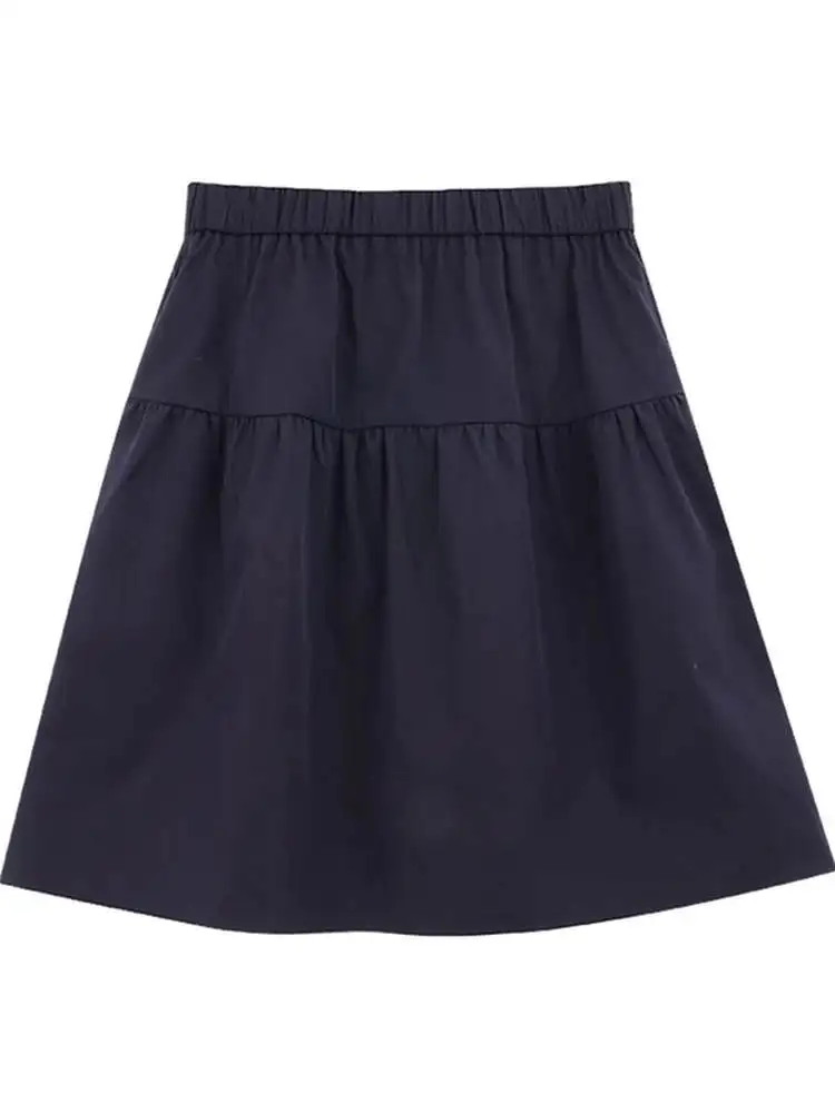 Saia Midi de Cintura Alta para Mulheres, Verão, Fina, Plus Size, Estilo A-Line,  Saia, Estilo Universitário Japonês, Roup...