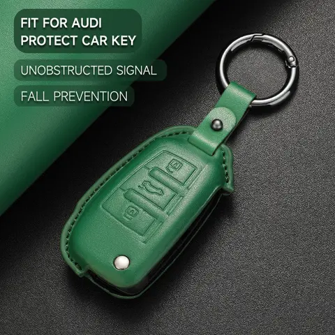 Lädernyckelfodral för bilnyckelring, skyddande skal, nyckelring för Audi A1 A3 A4 A5 A6 A7 8P 8L 8V B6 B7 TT Q2 Q3 Q5 Q7 R8 S6 SQ5 RS3 RS4 10 best sales 8v - №4