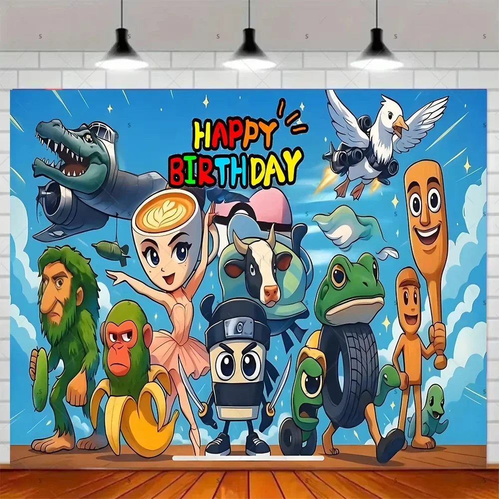 Tung Tung Sahur Tralalo italiano Brainrot estampado niños fiesta de cumpleaños decoración de fondo fotografía decoración telón de fondo Banner