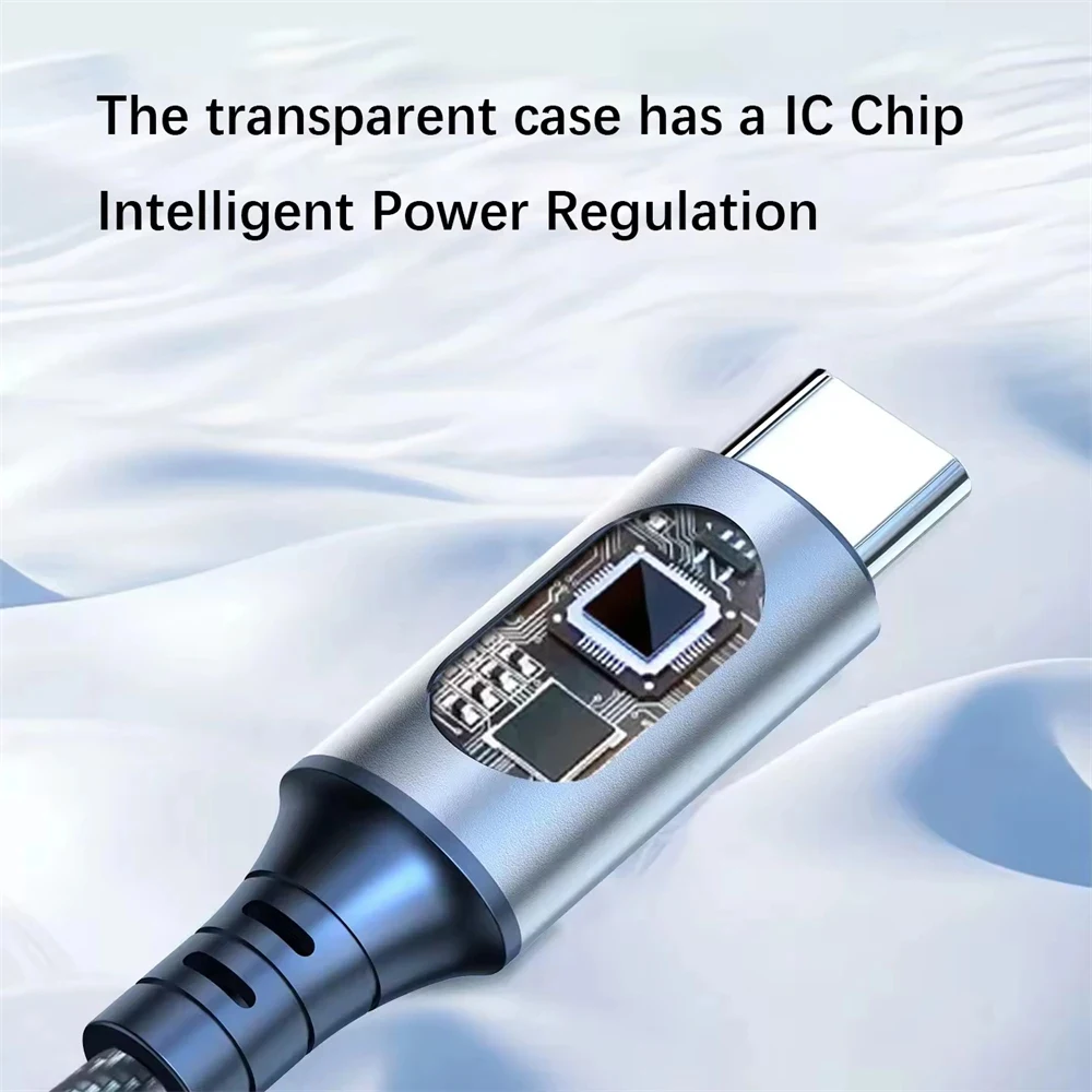 120 واط USB نوع C كابل شحن سريع 6A عالية السرعة شحن سلك شاشة ديجيتال كابل دائم آيفون هواوي Xiaomi ممن لهم فيفو