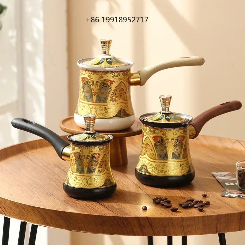 350/550/720ml Stainless Steel Turkish Coffee Pot with Long Handle Portable Butter Warmer Chocolate Melting Pot for Kitchen JJ51