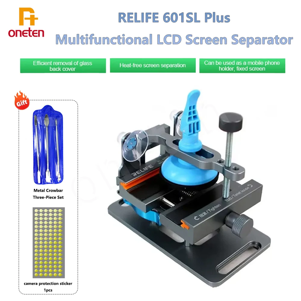 RELIFE RL-601SL Plus Rear Glass Removal, Lcd Screen Dissabmly 2-in-1 Mobile Phone Repair Removal Tool,360° Fixed Rotating Clamp