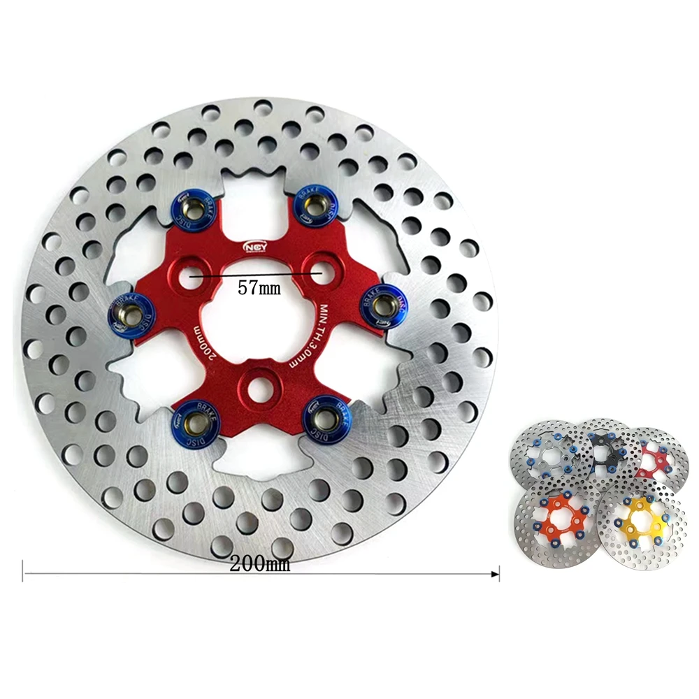 CNC 200MM*57MM*3 Holes Motorcycle Brake Rotor Disc Floating Disc For Honda Yamaha Scooter Fuxi RSZ JOG Force Niu Or More