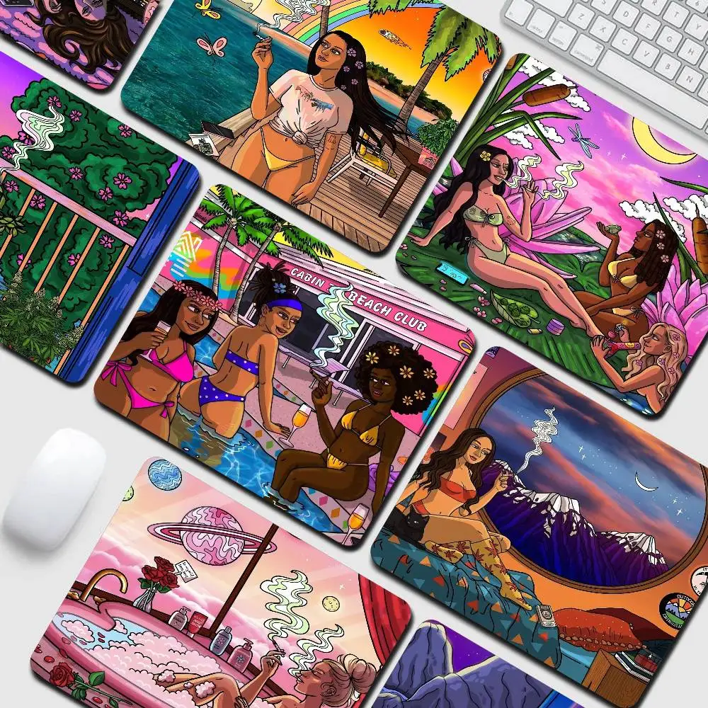 

Коврик для мыши Cabin 7 Smoking Girl, 25x29 см, маленький квадратный, для компьютера, офиса, игр, резиновый, противоскользящий, для стола