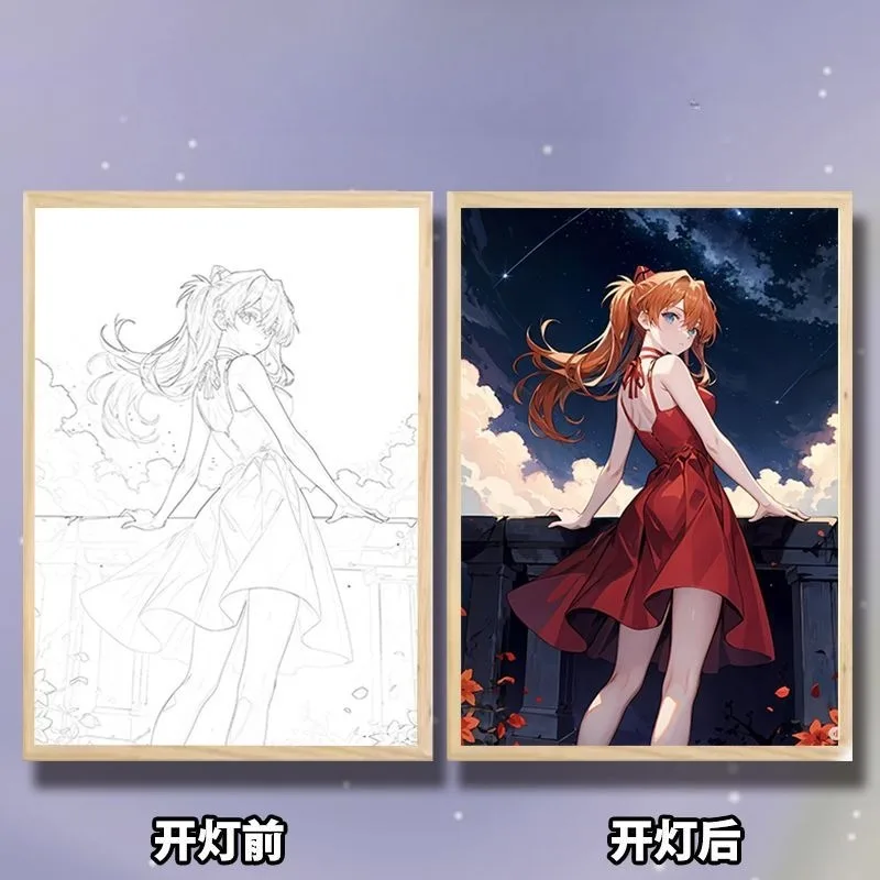 Neon Genesis Evangelion Lighting schilderij Perifere Asuka driedimensionale fotolijst woonkamer ins windlantaarn schilderij