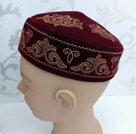 Kazakh Hat Xinjiang Embroidered Hat Uyghur Handmade Cross Embroidered Hat