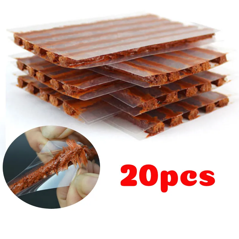 

20pcs Tubeless Tire Repair Strips Stiring Glue For Tyre Puncture Emergency Car Motorcycle Bike Tyre Repairing Rubber Strips