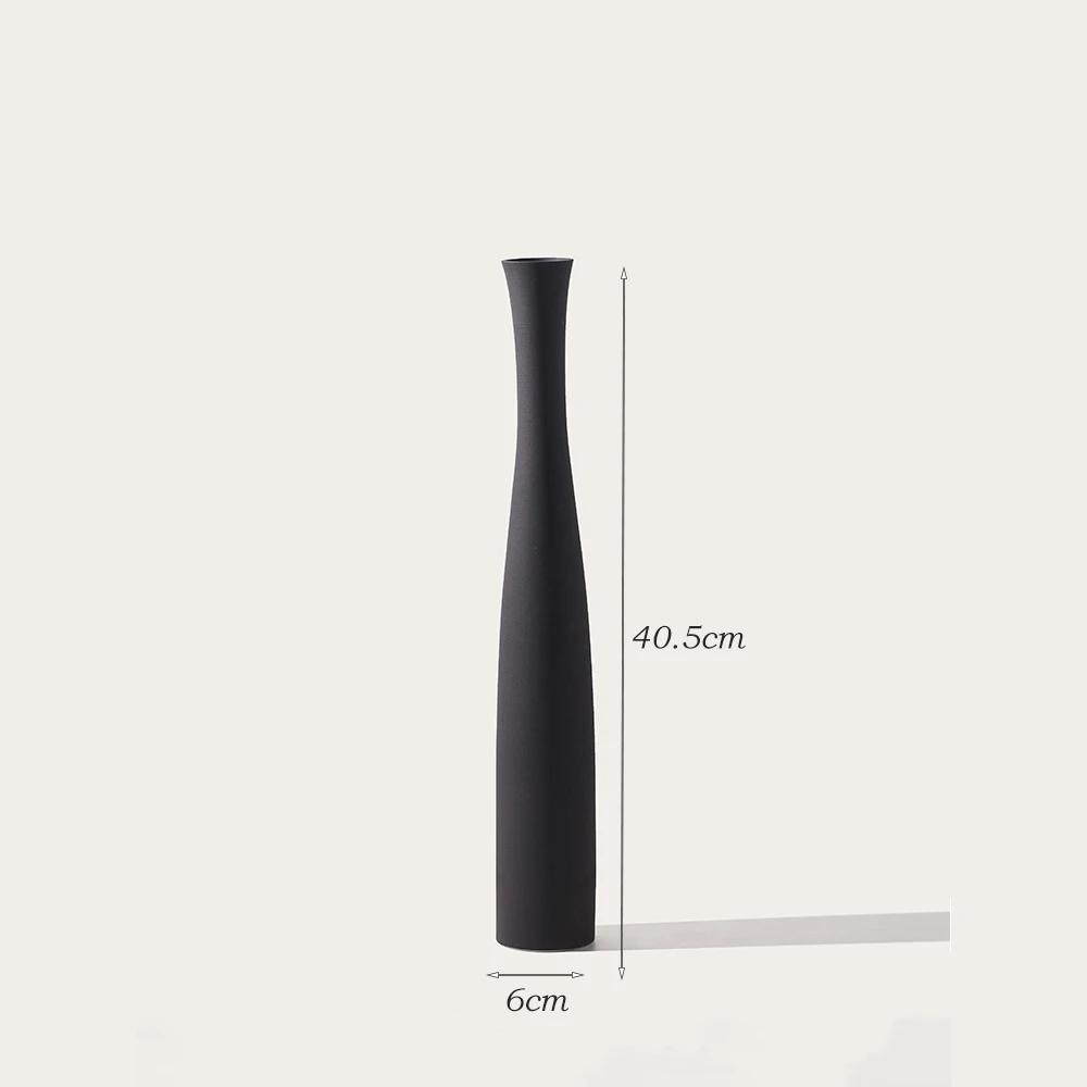 40cm Tall White Floor Vases Ceramic Vase Black White Scandinavian Long Fine Ceramic Ornament for Living Room Home Decor