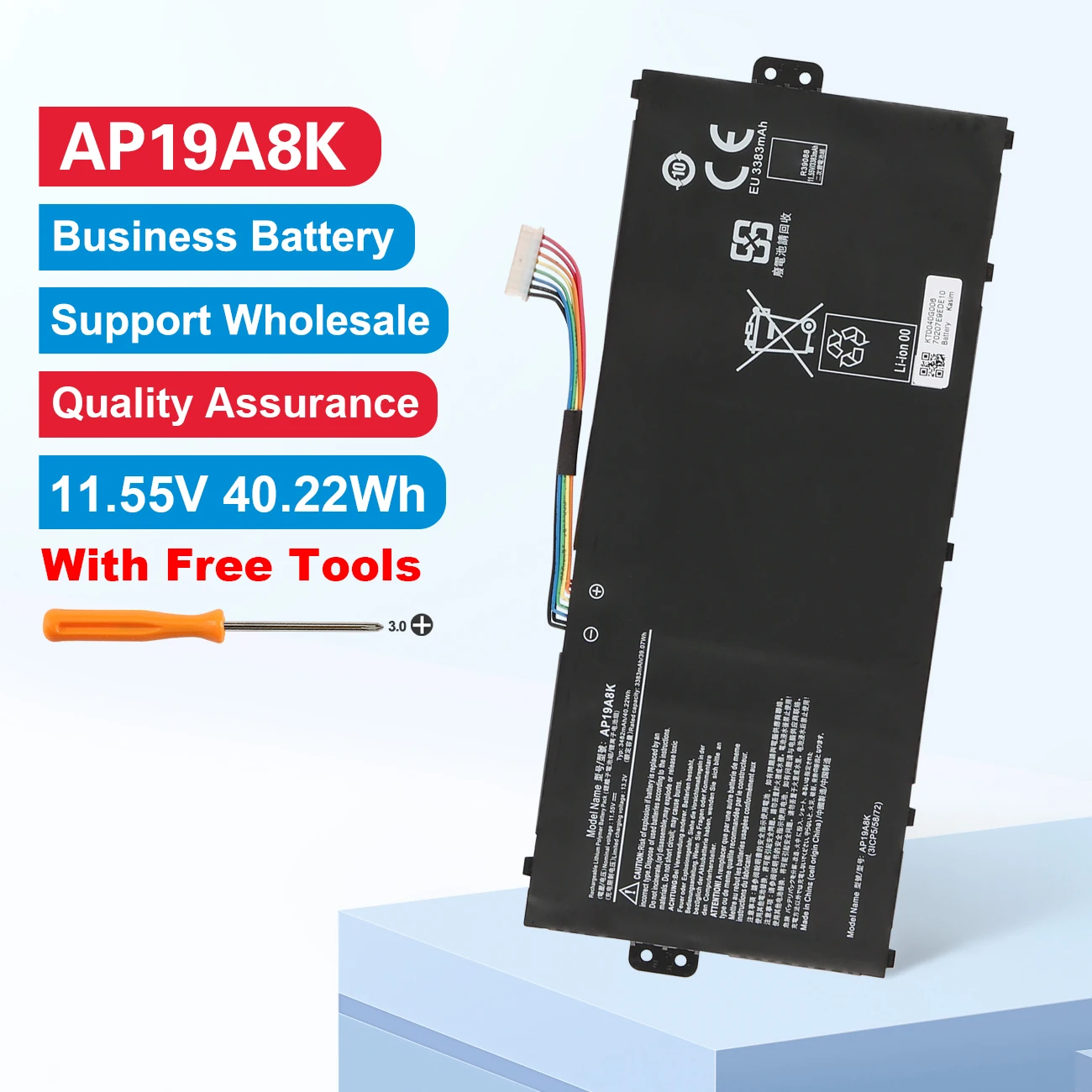 KingSener AP19A8K Laptop Battery For Acer Chromebook Spin 311 CP311-1H  Spin 511 R752T R752TN Series 3ICP5/58/72 11.55V 40.22Wh