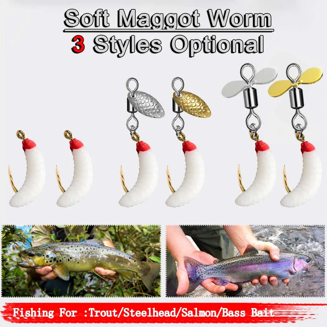 5/10Pcs Regular&Sequin&Propeller Sequin Worm Bait Lure Fishing For Trout Artificial Insect Lure