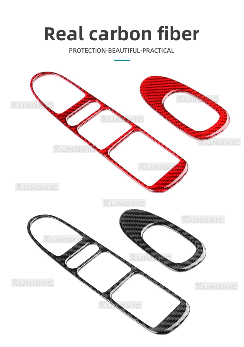 Echter, weicher Carbonfaser-Aufkleber für Seat Leon MK1 1M 1999 2000 2001 2002 2003 2004, Zubehör für die Zierleiste des Fensterheberschalters im Auto – Detail 2