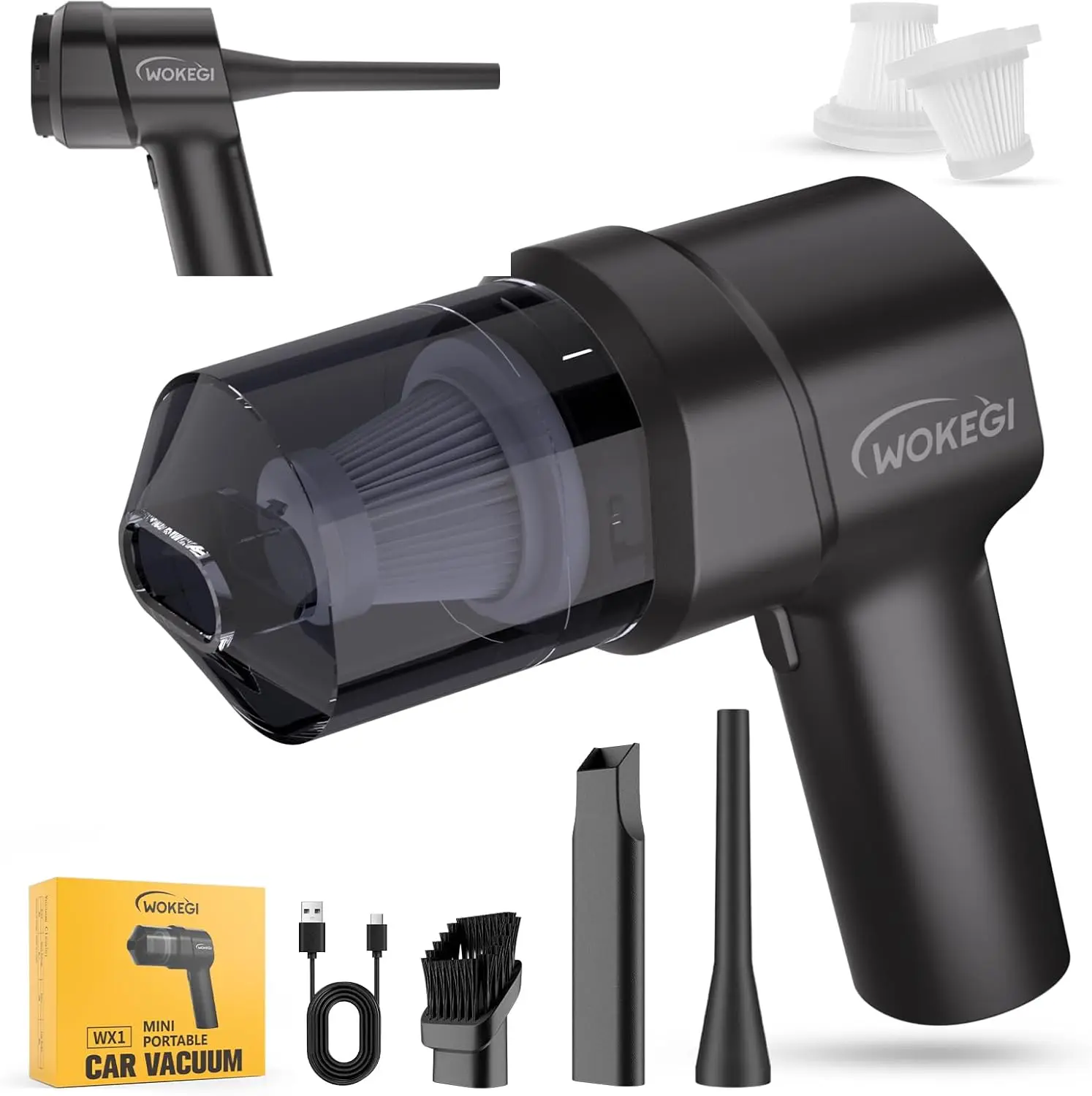 

Портативный мини-пылесос для автомобиля, беспроводной, 10000PA, с аккумулятором 2000 мАч, 3-в-1: пылесос и воздуходувка для автомобиля, дома и кухни