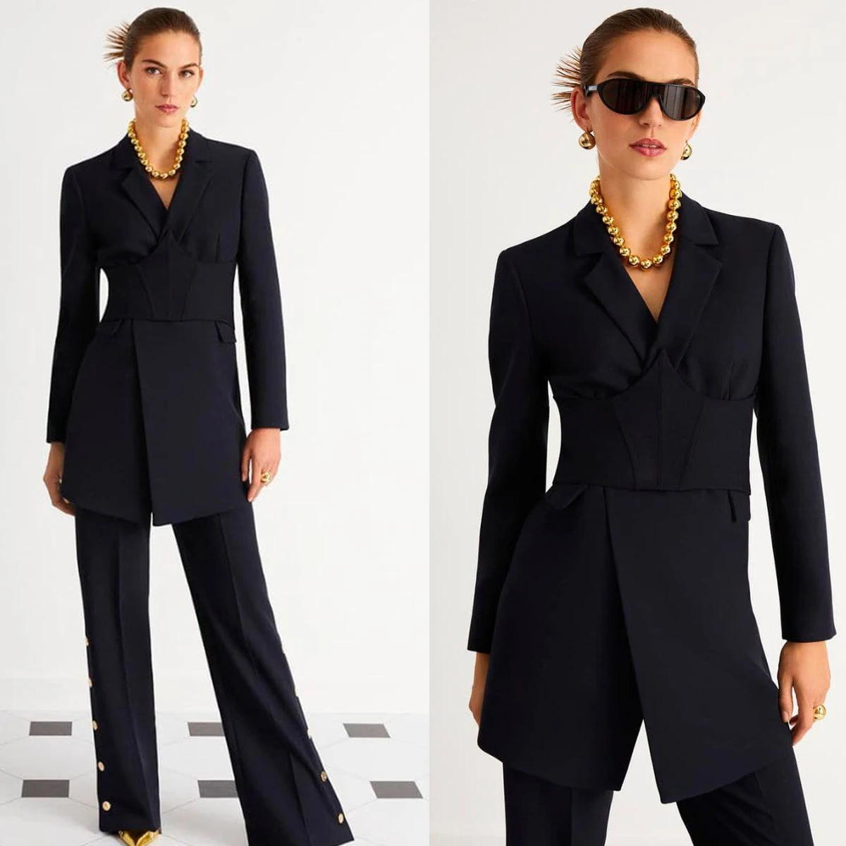 Red Carpet Cool Black Women Pants Suits Street Power Slim Fit Trousers Sets Evening Party Wedding Wear 2 Pieces